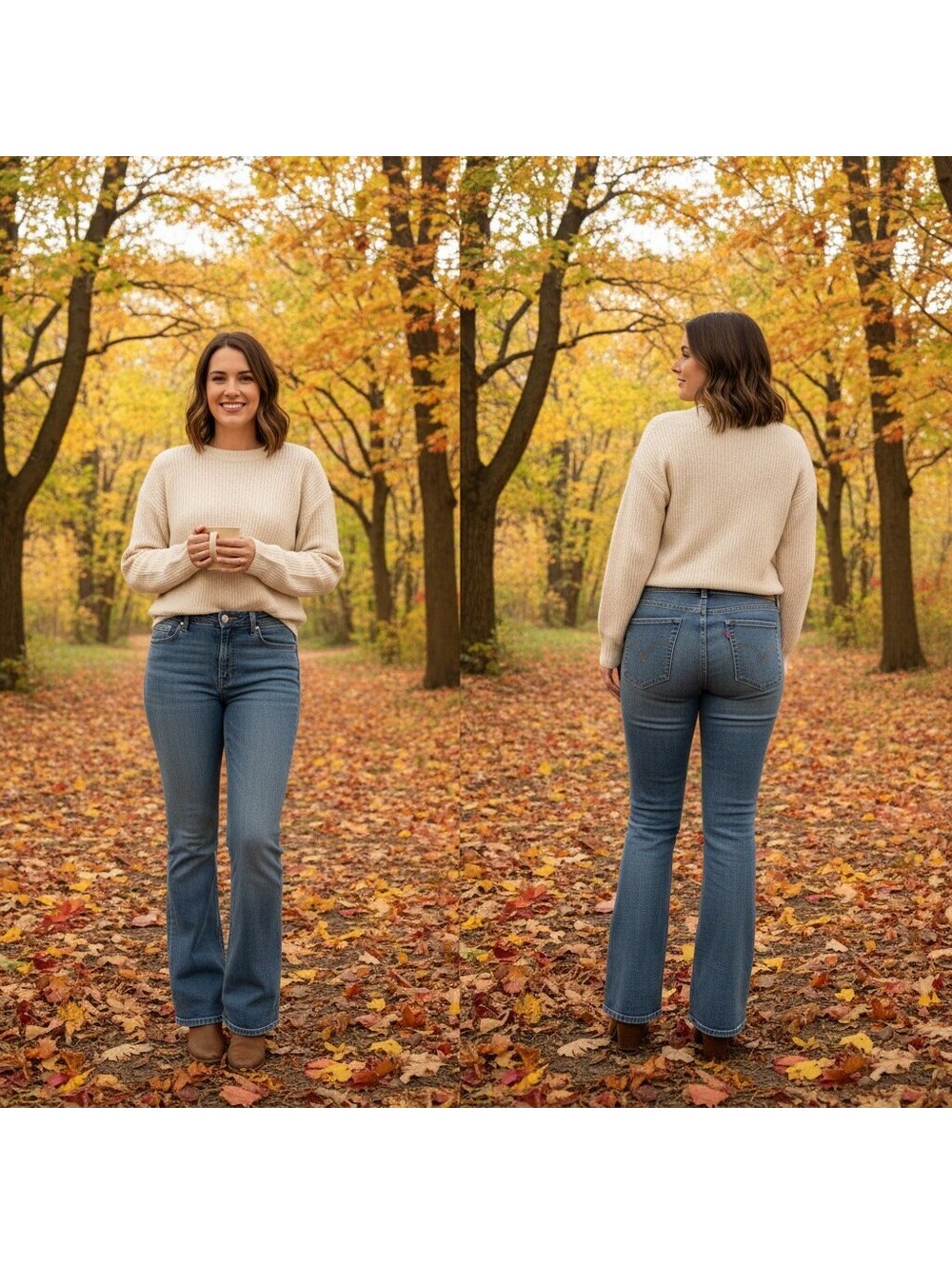 1918 - Levi's Women's Medium Blue Denim Bootcut Jeans Size 14